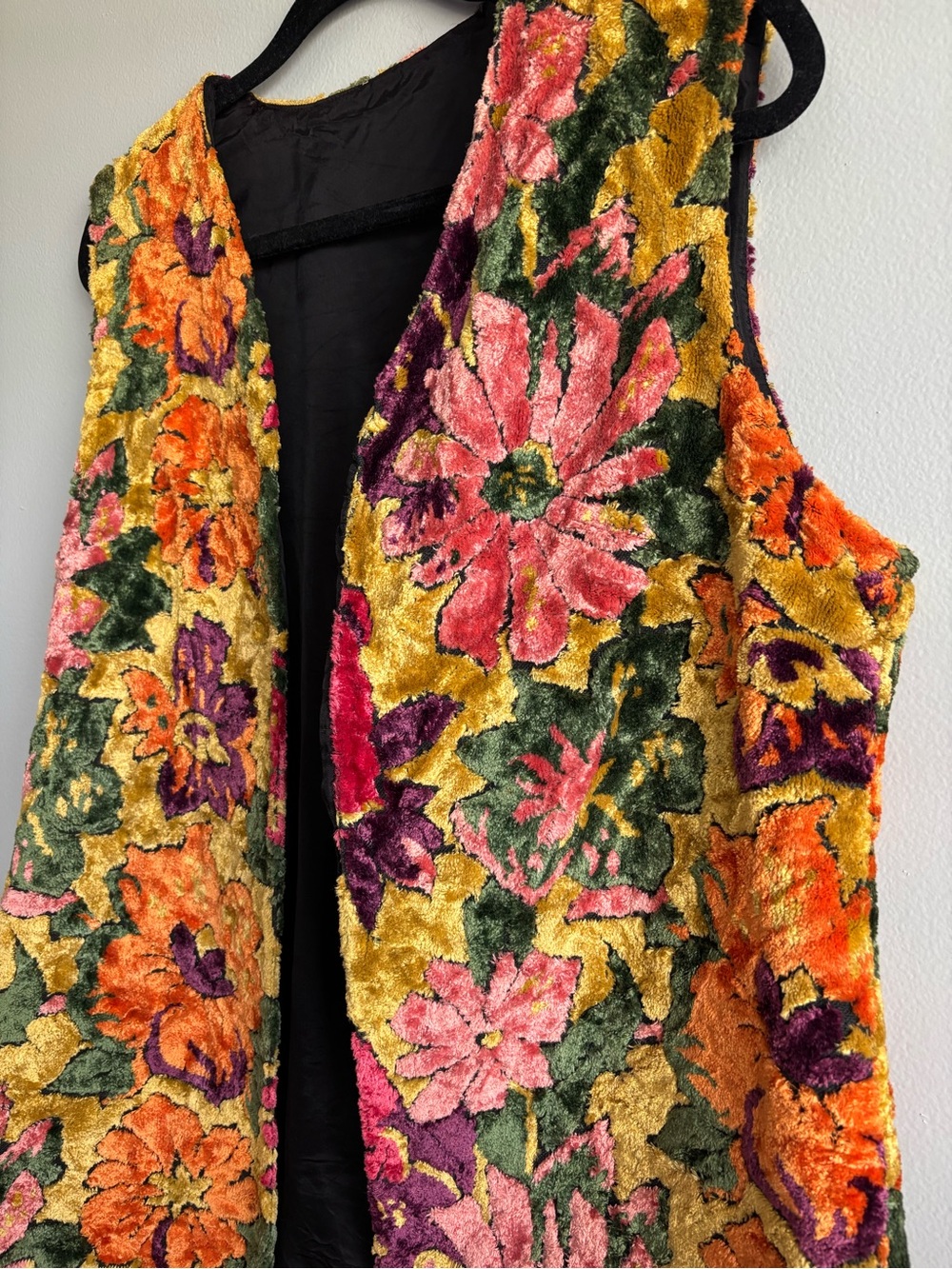 Vintage 1970s Flower Power Carpet Tapestry Vest Women’s Medium - Picture 3 of 16